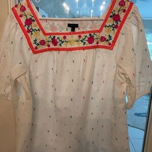 Talbots White Embroidered Women's Top